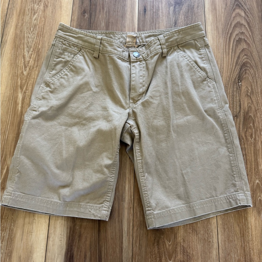 Duluth Trading Co Tan Flat Front Bermuda Shorts Women’s Size 4